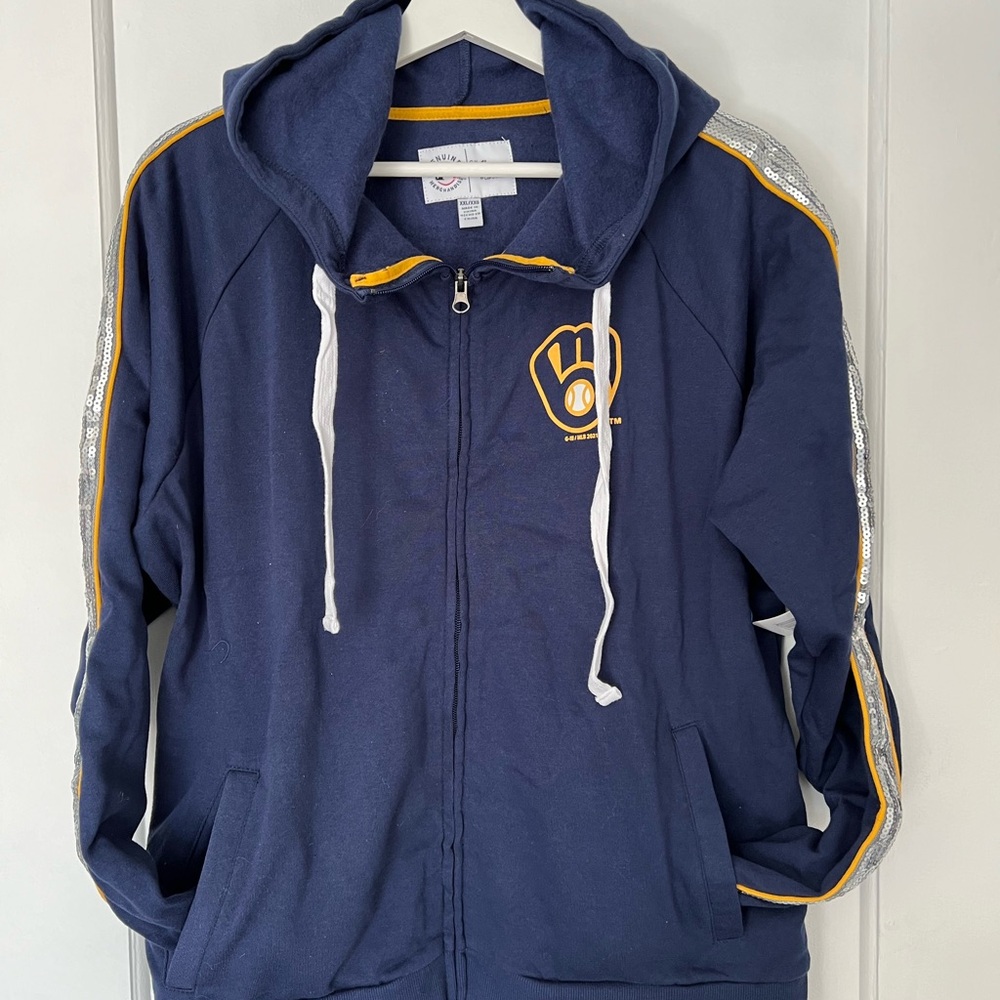 Milwaukee Brewers Carl Banks Sequin Zip Hoodie
